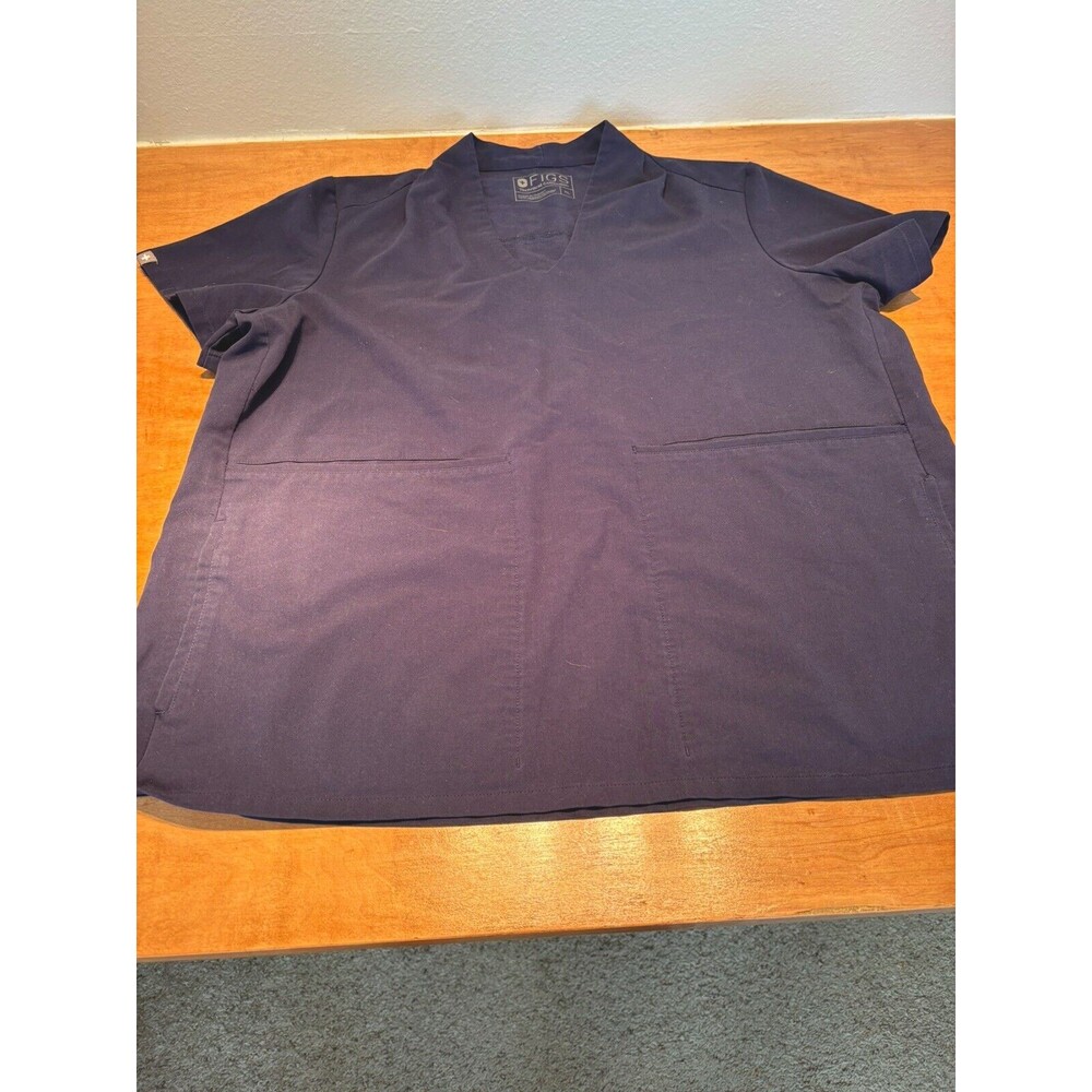FIGS Scrub Top Mens XL Navy Blue Shirt Technical Collection Chest Pocket V Neck